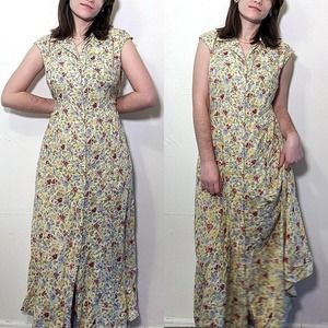 vintage miss scarlett pastel floral cottagecore fairy maxi dress
